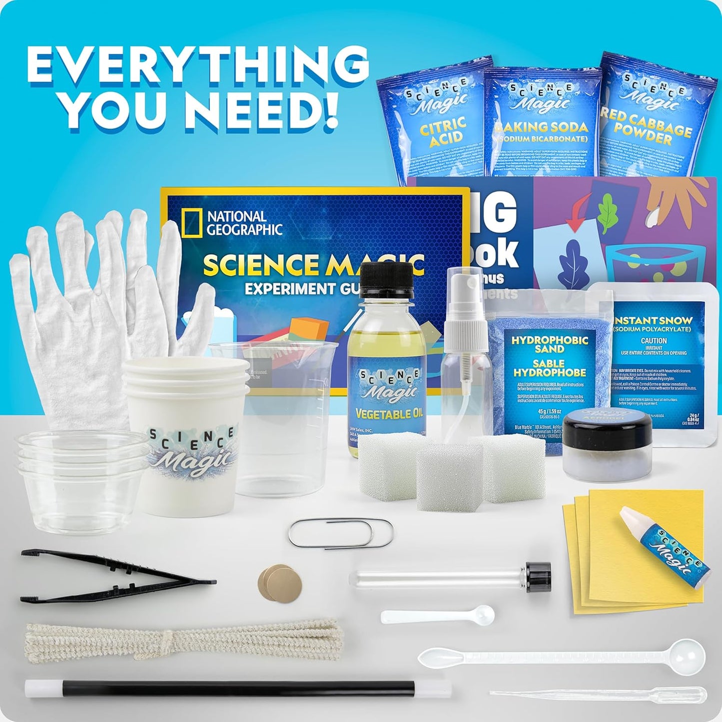 NATIONAL GEOGRAPHIC Science Magic Kit – Science Kit for Kids with 100+ Unique Experiments and Magic Tricks, Chemistry Set and STEM Project, a Great Gift for Boys and Girls (Amazon Exclusive)