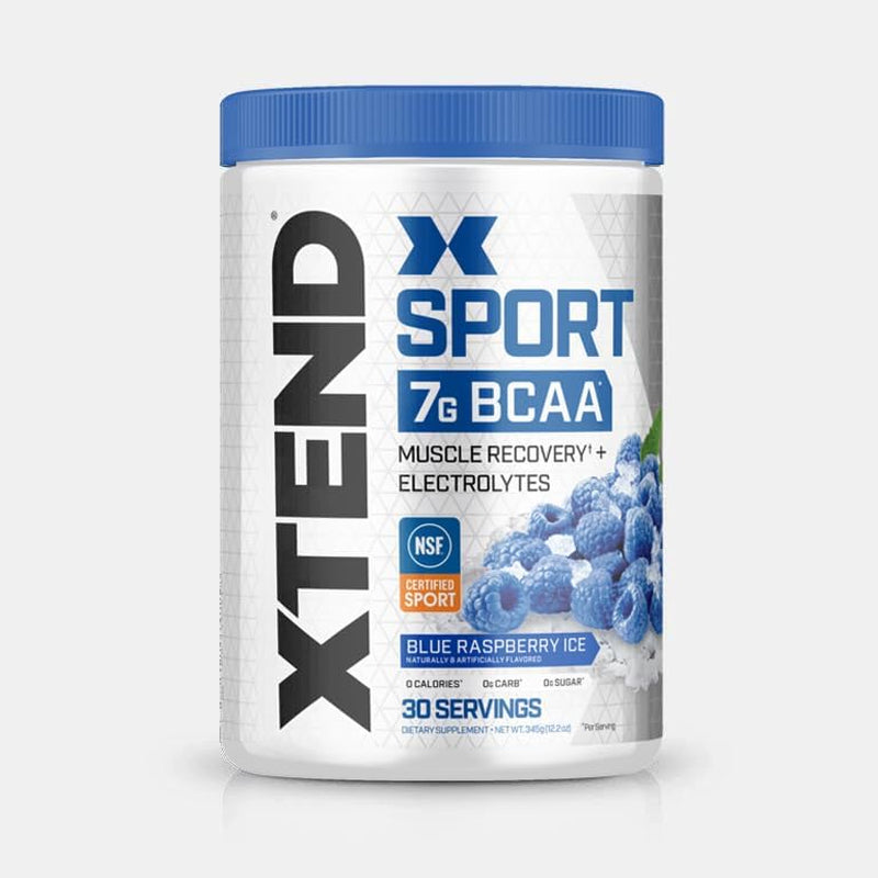 XTEND Sport BCAA Powder Blue Raspberry Ice - Electrolyte Powder for Recovery & Hydration with Amino Acids - 30 Servings