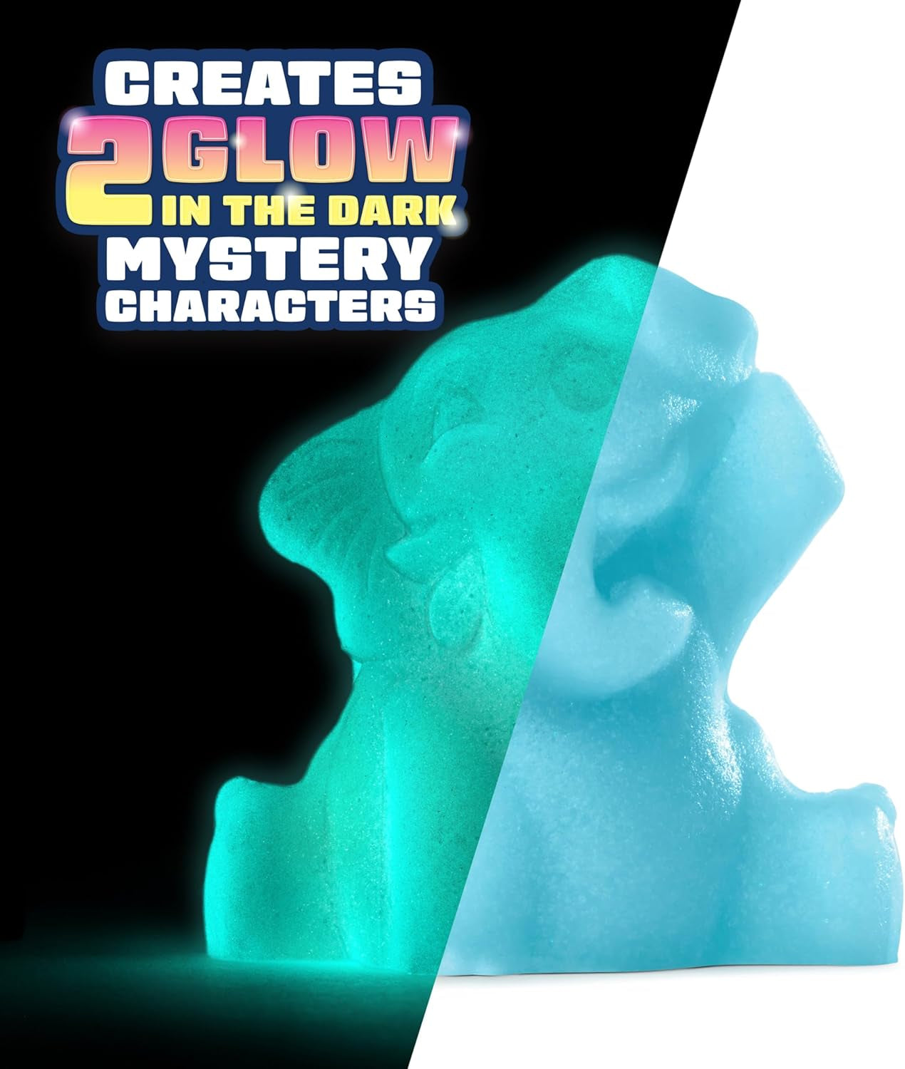 Squishies Kids’ DIY Activity Kit, Glow in the Dark Toy Kit, Creates 2 Mystery Characters, 13-Piece Set, Ages 6+