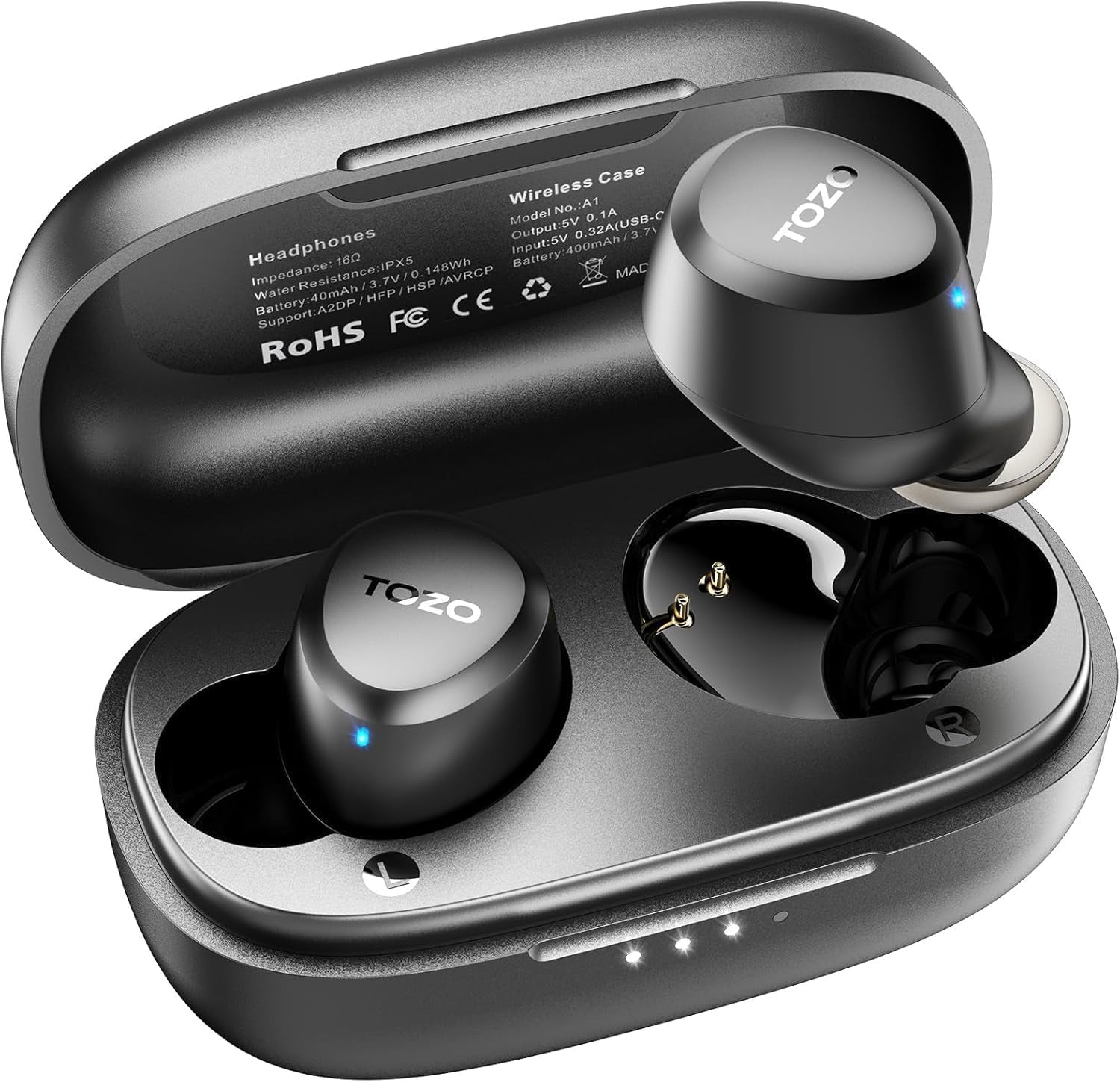 A1 Mini Wireless Earbuds Bluetooth 5.3 in Ear Light-Weight Headphones Built-In Mic Calls, IPX5 Waterproof, Immersive Premium Sound Connection Headset with Charging Case, 32 Preset Eqs via APP