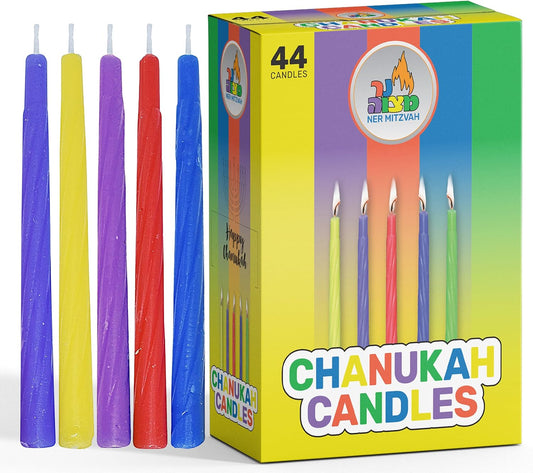 Colorful Chanukah Candles 1-Pack - Standard Size Fits Most Menorahs - Premium Quality Wax - Assorted Colors - Bulk Pack for All 8 Nights of Hanukkah