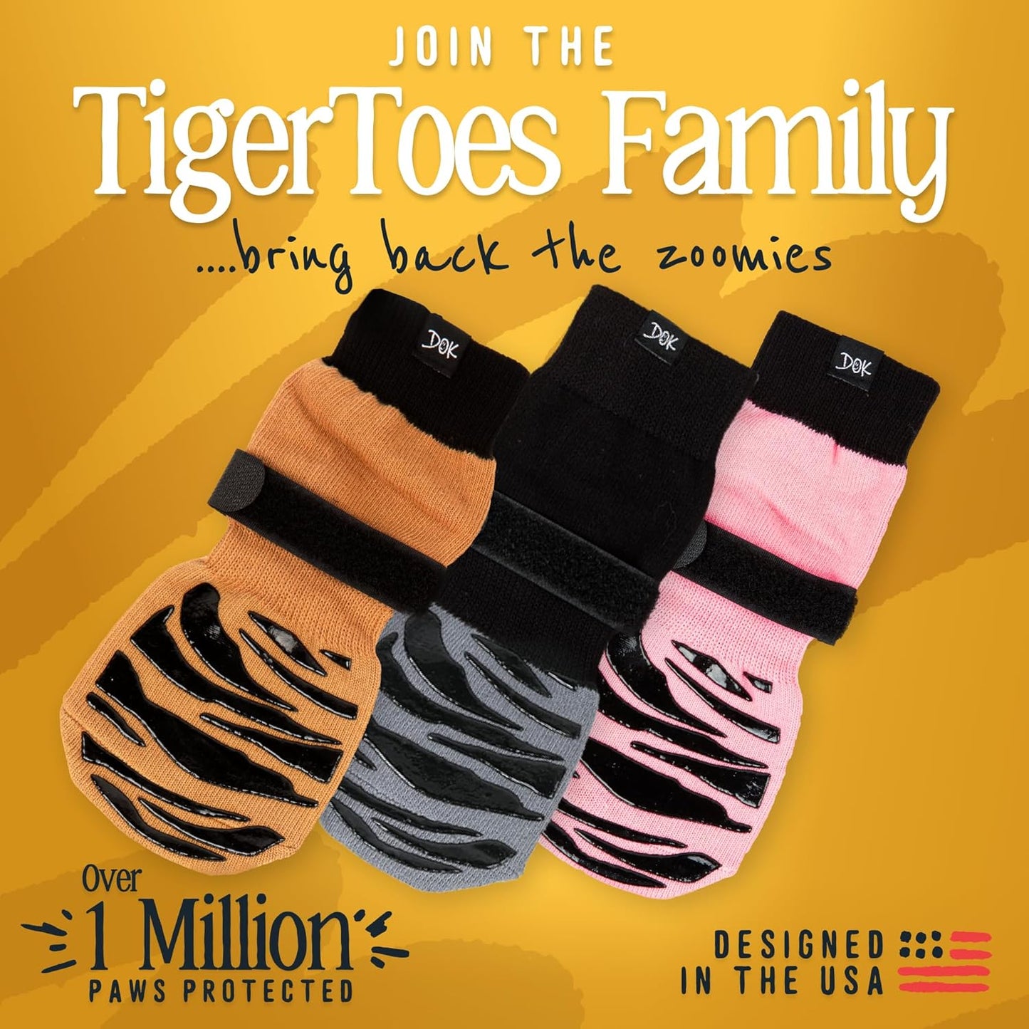 Tigertoes Premium Non-Slip Dog Socks for Hardwood Floors - Extra-Thick Grip That Works Even When Twisted - Prevents Licking, Slipping, and Great for Dog Paw Protection - Size Large