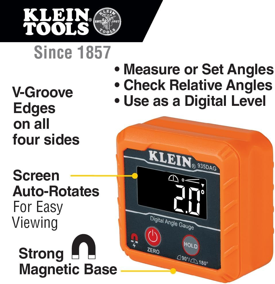 935DAG Digital Electronic Level and Angle Gauge, Measures 0 - 90 and 0 - 180 Degree Ranges, Measures and Sets Angles