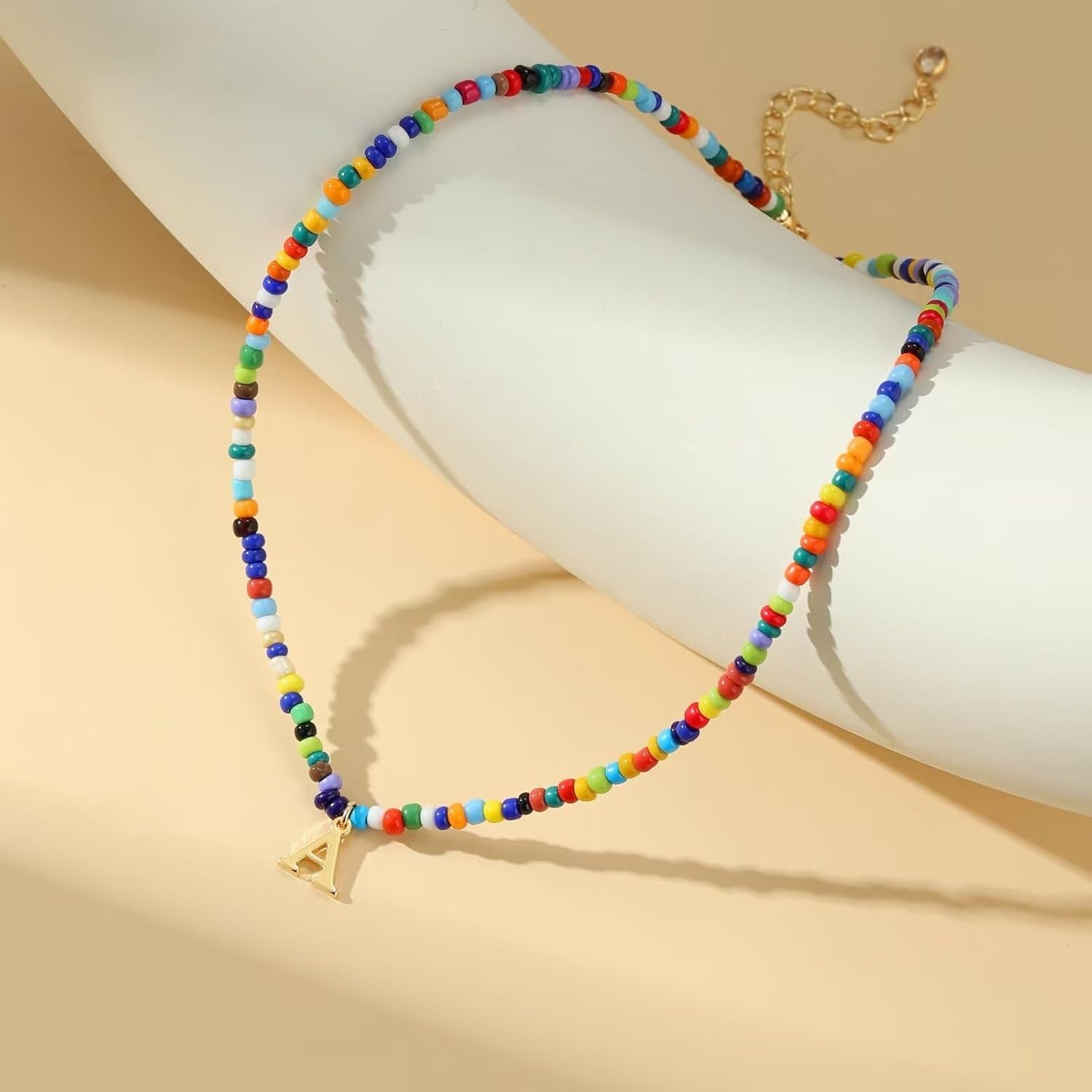 Colorful Beaded Initial Necklaces for Girls Gifts - Cute Choker Initial Necklace Jewelry for Girls Teen Girl Gifts Trendy Stocking Stuffers Christmas Birthday Gifts for Women Girls