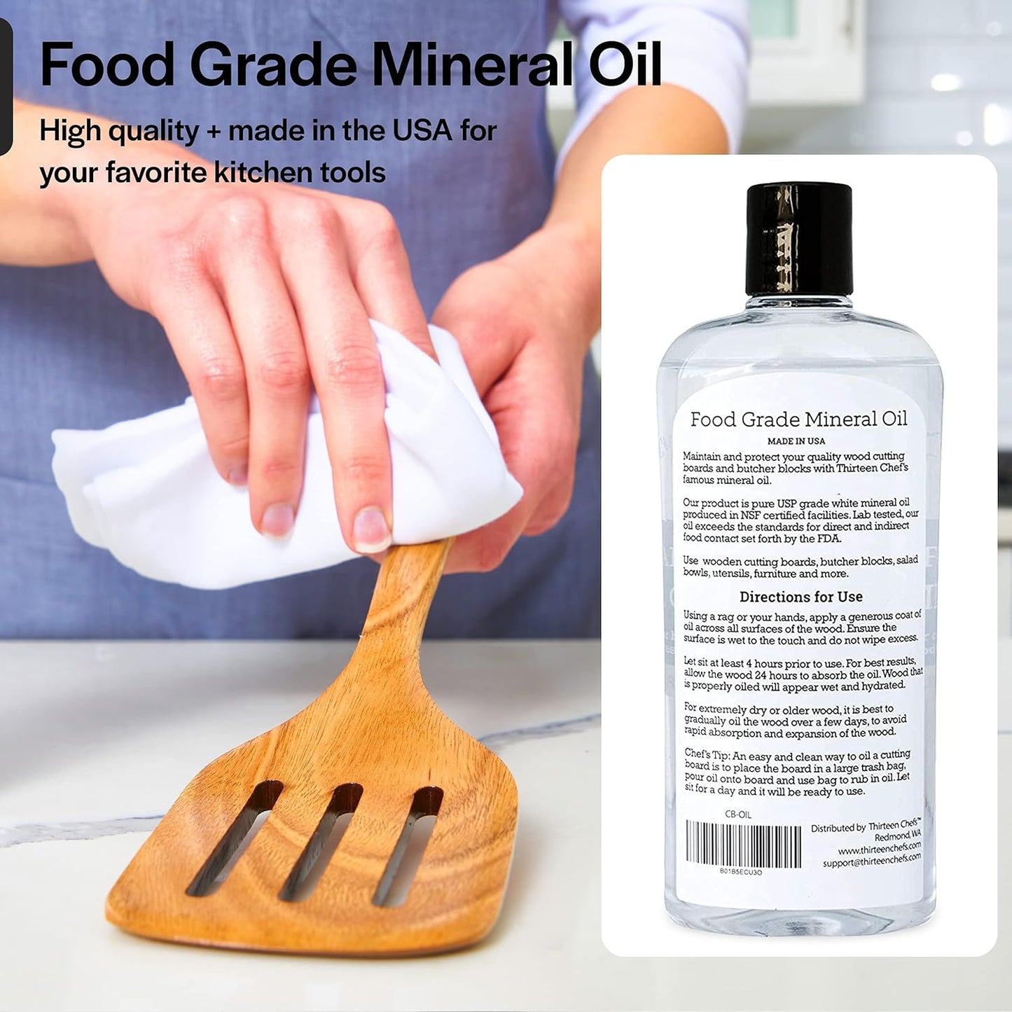 Mineral Oil - 8 Oz Food Grade Conditioner for Wood Cutting Board, Countertop & Butcher Block, Lubricant for Knife or Meat Grinder - Safe USP Finish on Marble, Soapstone