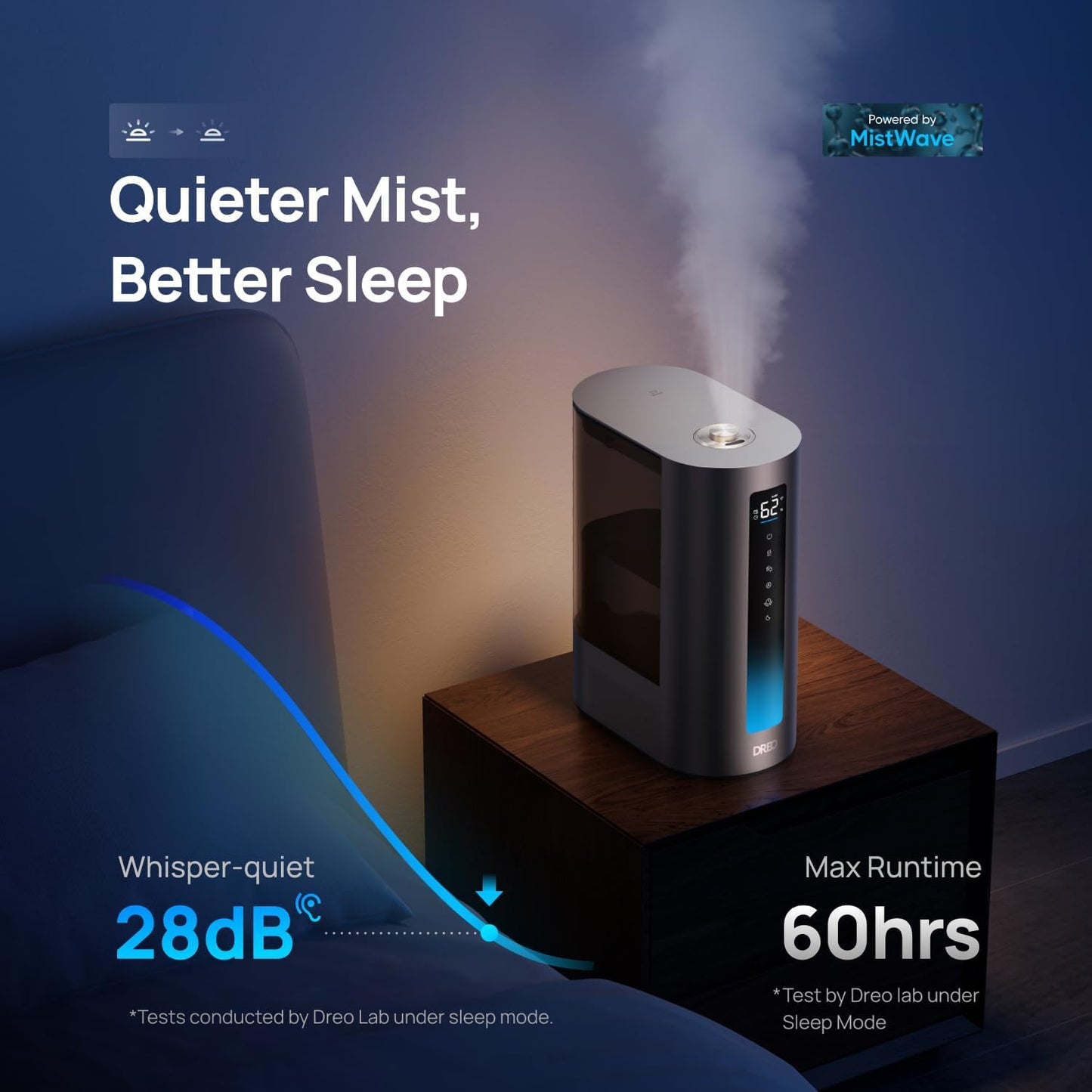 6L Humidifiers for Bedroom, Smart Warm & Cool Mist for Large Room, 60Hr Quiet Runtime Ultrasonic Oil Diffuser for Baby, Plant, Humidity Sensor, Indicator Light, 12H Timer, Google/Alexa, HM713S