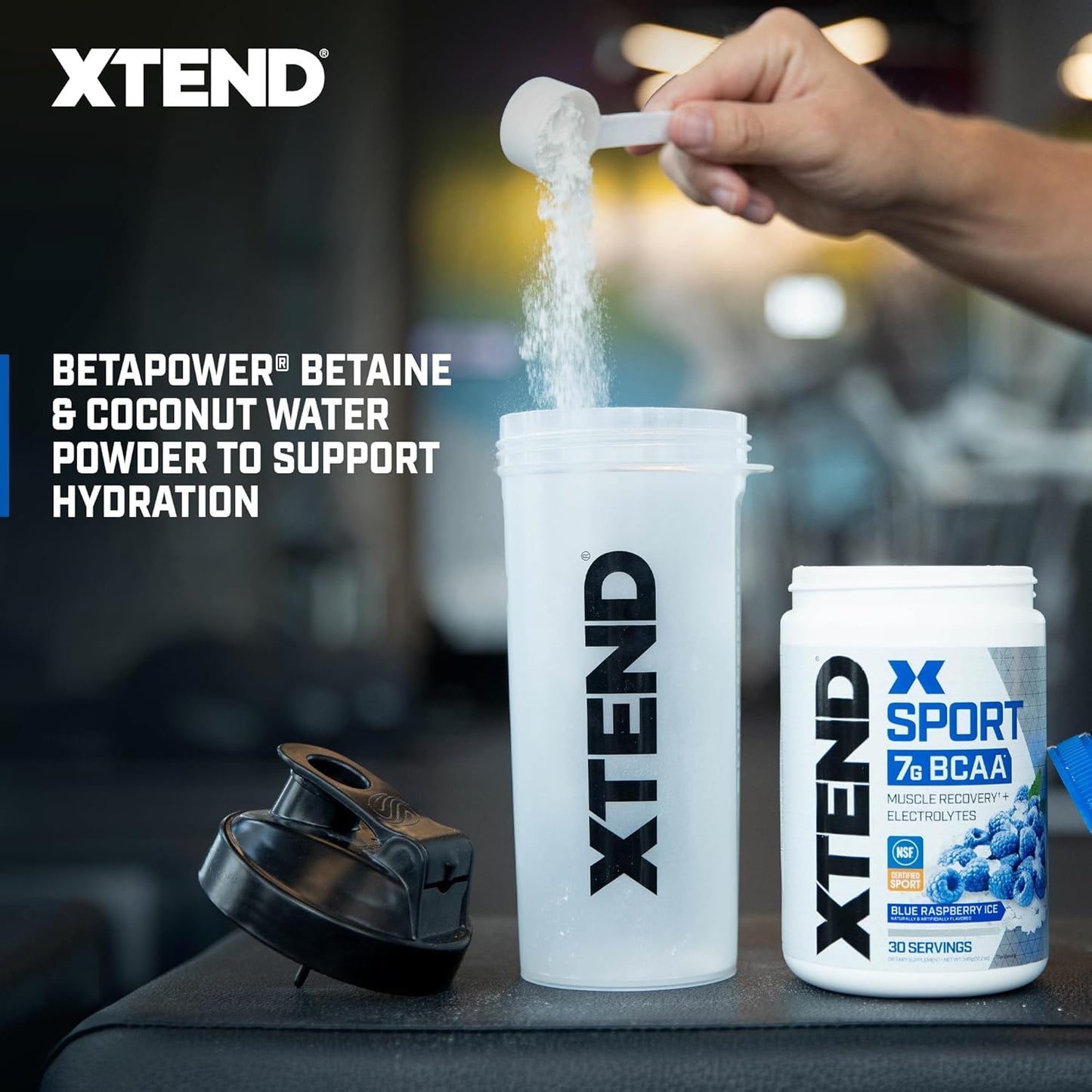 XTEND Sport BCAA Powder Blue Raspberry Ice - Electrolyte Powder for Recovery & Hydration with Amino Acids - 30 Servings