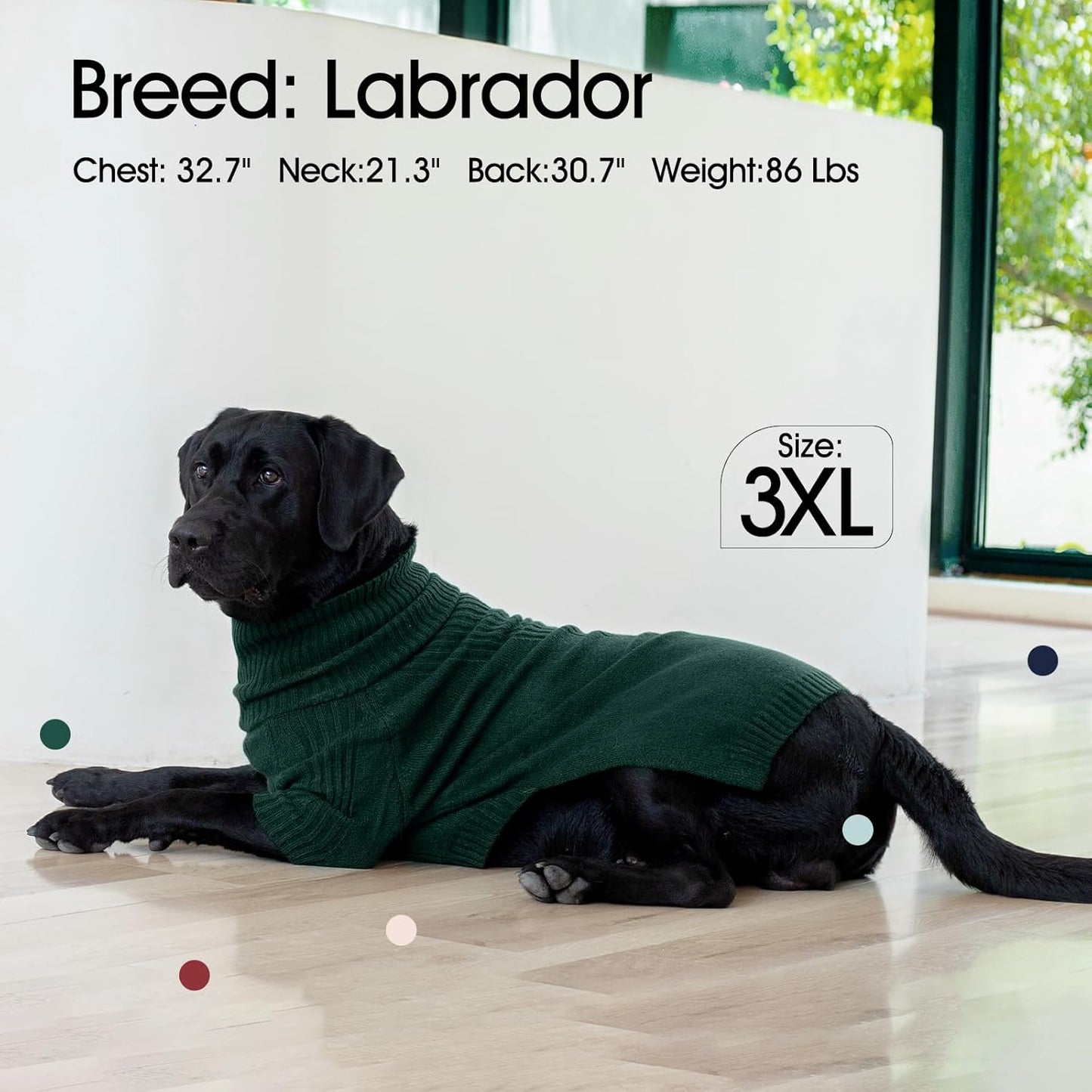 XL Dog Sweater,Fall Doggy Clothes for Extra Large Dogs Girl Boy,Warm Pullover Xmas Doggie Costume Clothes,Solid Color Pet Winter Apparel for Pitbull,Labrador Retriever(Green,Xlarge)