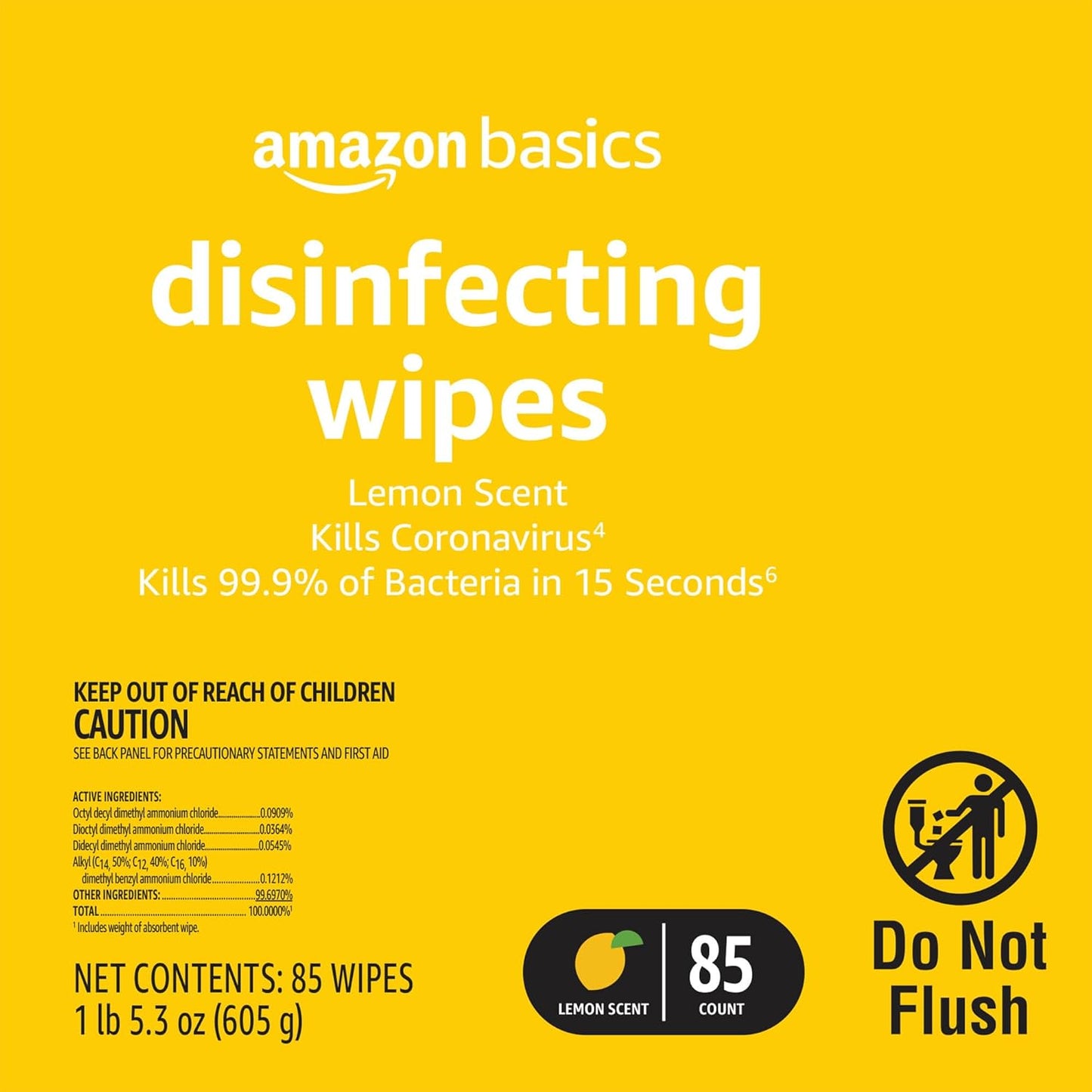 Disinfecting Wipes, Lemon & Fresh Scent, Sanitizes, Cleans, Disinfects & Deodorizes, 255 Count (3 Packs of 85)