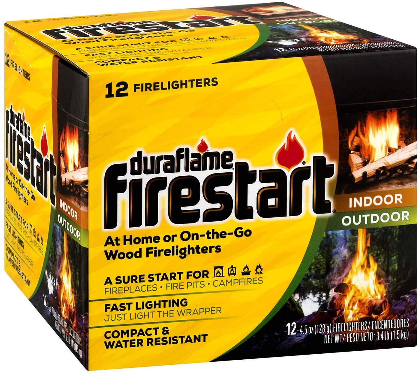 Firestart Indoor/Outdoor Firelighters, 12 Pack , Yellow