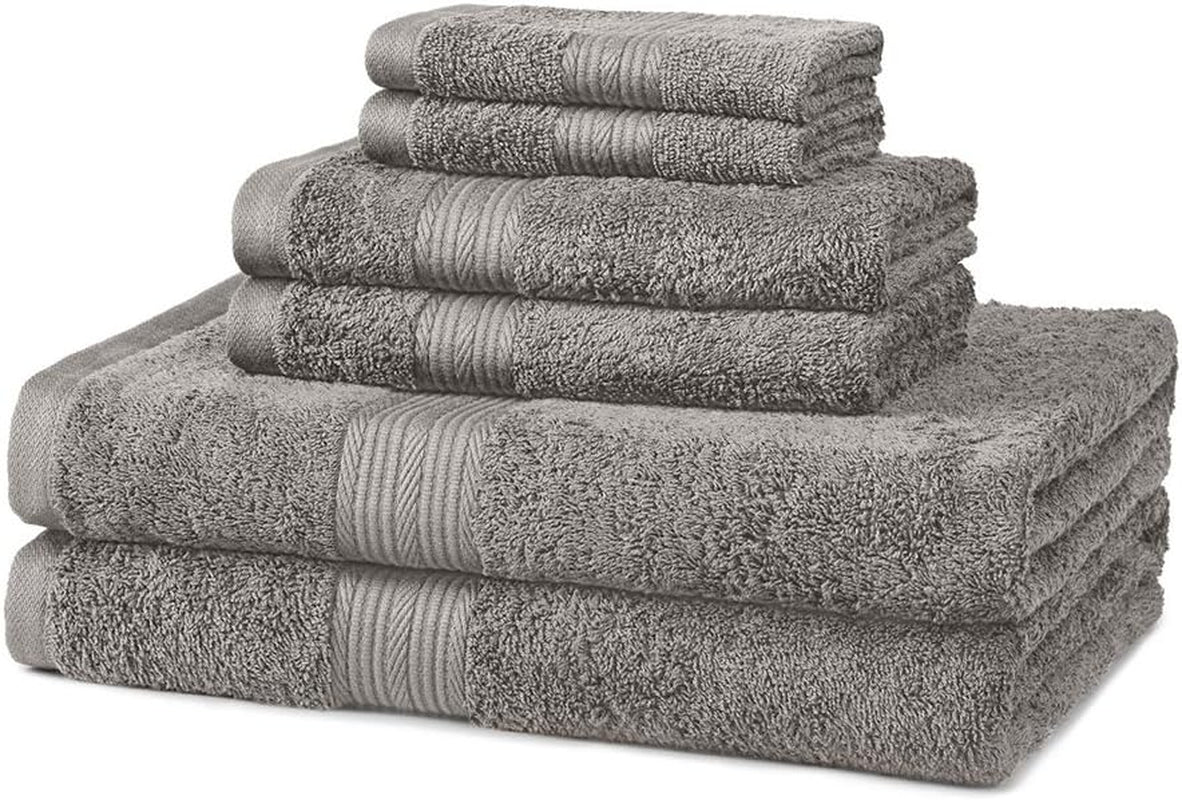 6 Piece Oversized Fade Resistant Towel Set, 100% Cotton Towels for Bathroom, Soft and Absorbent, 2 Bath Towels, 2 Hand Towels and 2 Washcloths Bathroom Towel Set, Gray