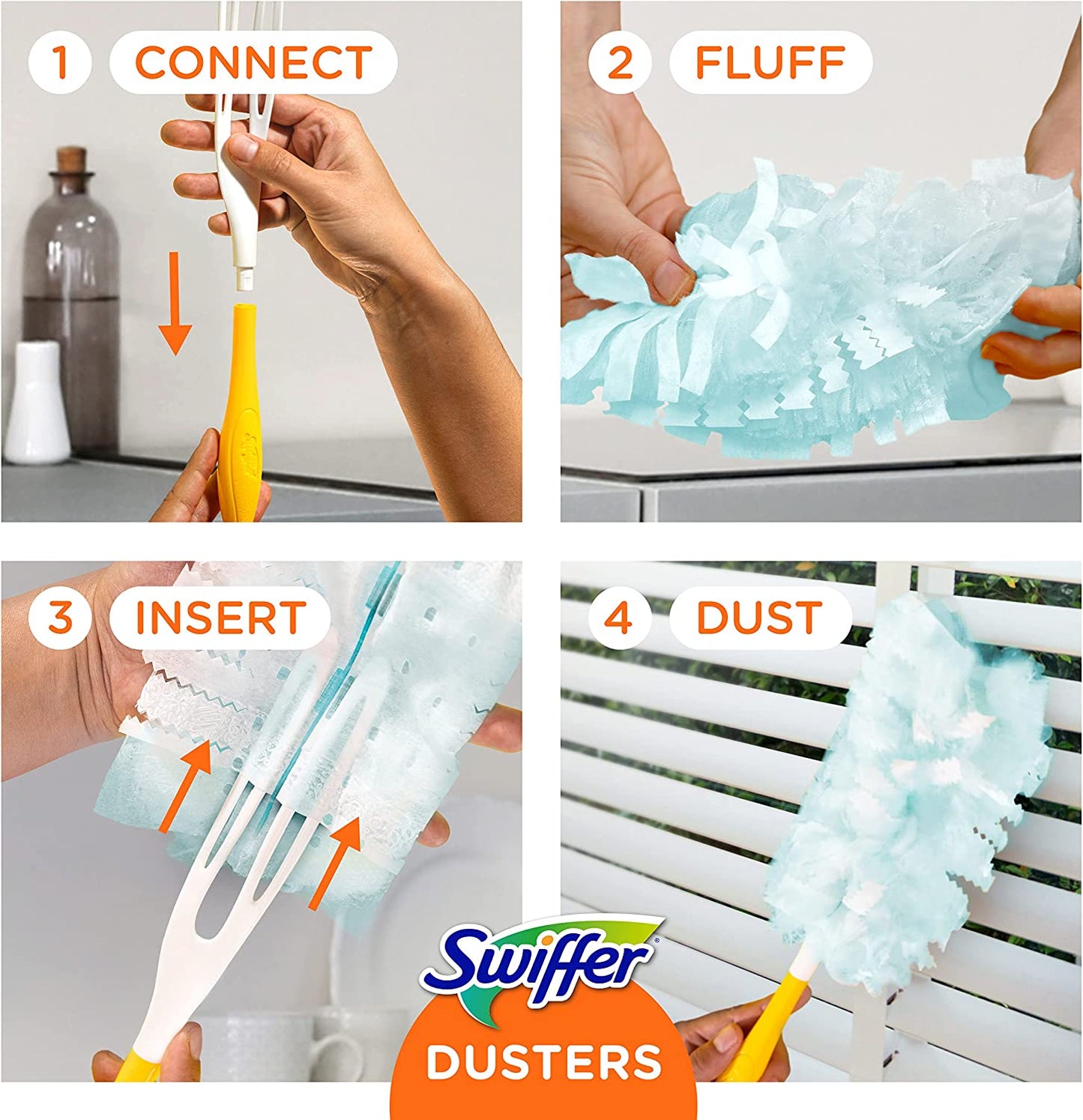 Dusters Refill for Cleaning, Feather & Microfiber Duster Disposable Alternative, for Dusting Furniture, Blinds, Ceiling Fans, Walls, Helps Remove Allergens, Unscented, 18Ct