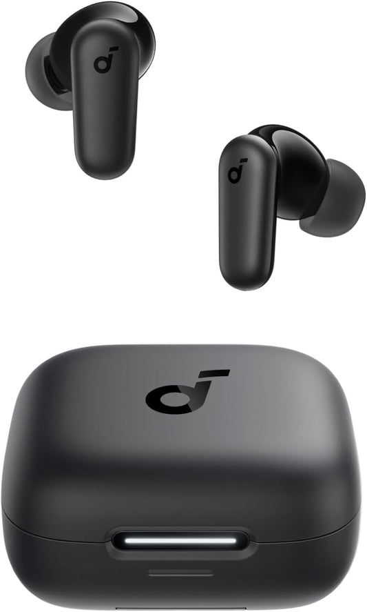 P30I by  Noise Cancelling Earbuds, Strong and Smart Noise Cancelling, Powerful Bass, 45H Playtime, 2-In-1 Case and Phone Stand, IP54, Wireless Earbuds, Bluetooth 5.4 (Black)