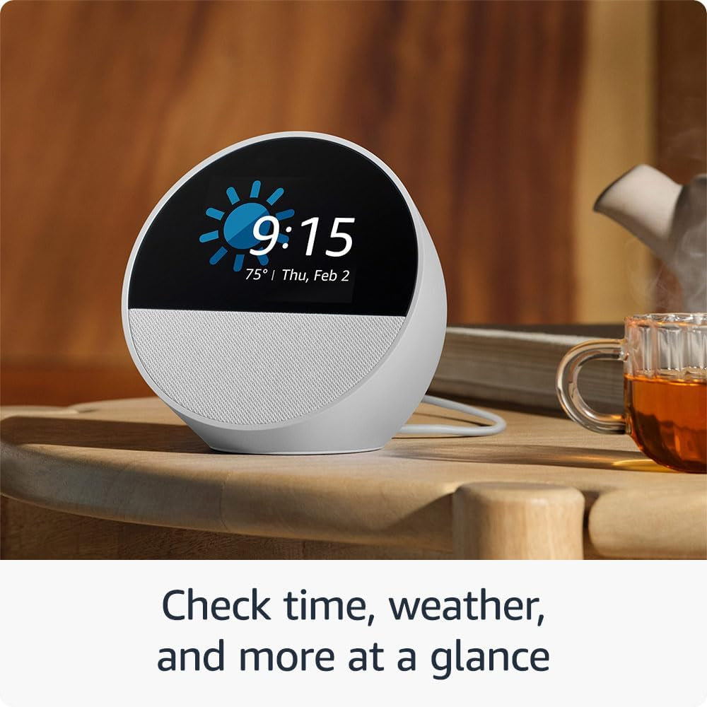 All-New  Echo Spot (Newest Model), Great for Nightstands, Offices and Kitchens, Smart Alarm Clock with Alexa and No Visual Ads, Black