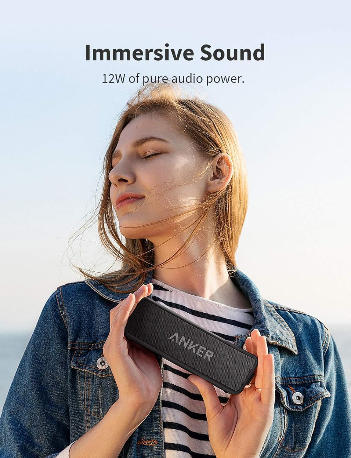 Soundcore 2 Portable Bluetooth Speaker with IPX7 Waterproof, 24-Hour Playtime, Wireless Stereo Pairing, 12W Stereo Sound, Bluetooth 5, Bassup, Speaker for Home, Shower, Outdoors, Travel