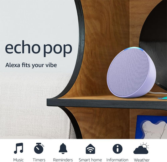 Echo Pop (Newest Model), Full Sound Compact Smart Speaker with Alexa, Lavender Bloom