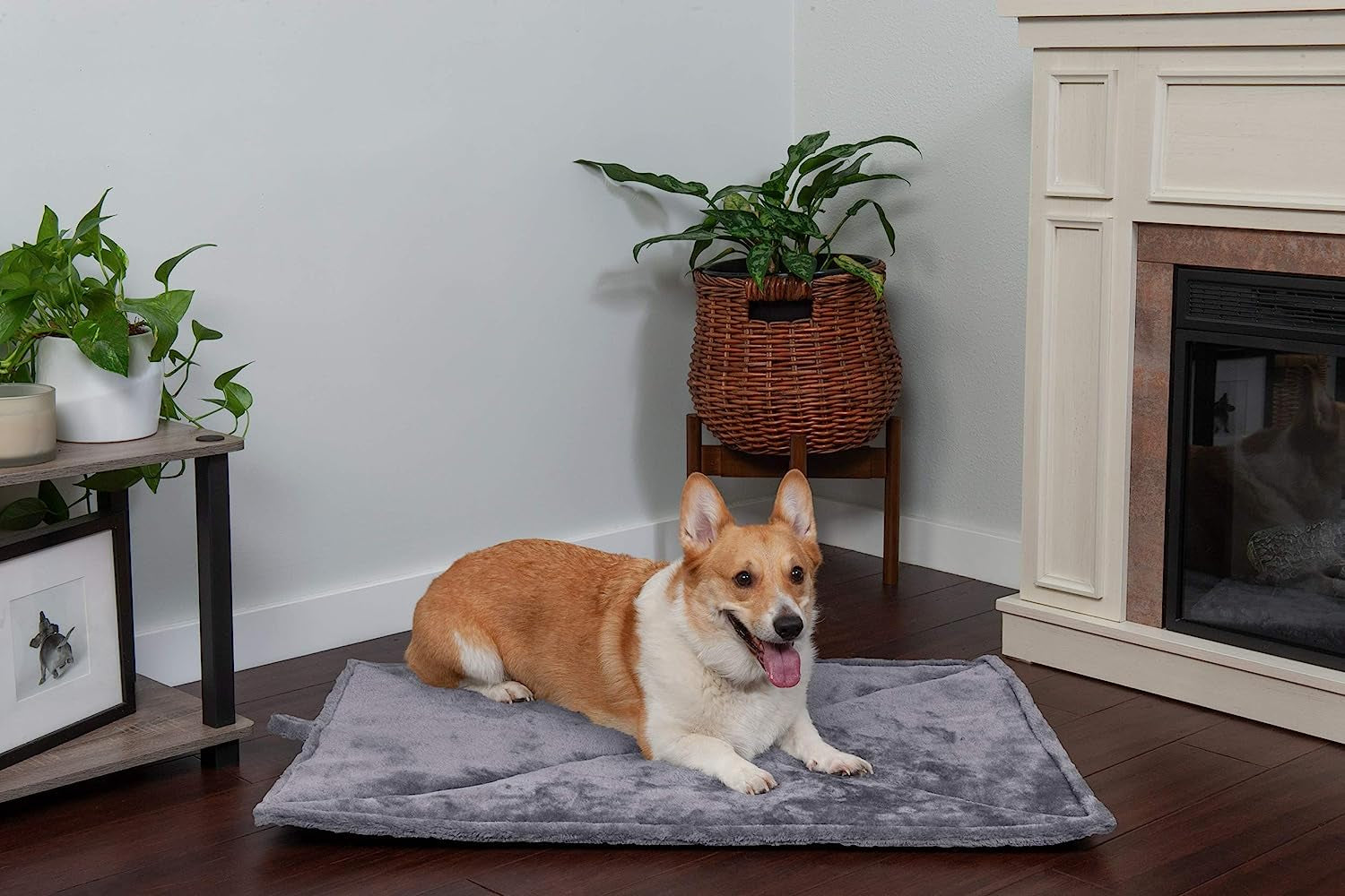 Thermanap Self-Warming Cat Bed for Indoor Cats & Small Dogs, Washable & Reflects Body Heat - Quilted Faux Fur Reflective Bed Mat - Gray, Small