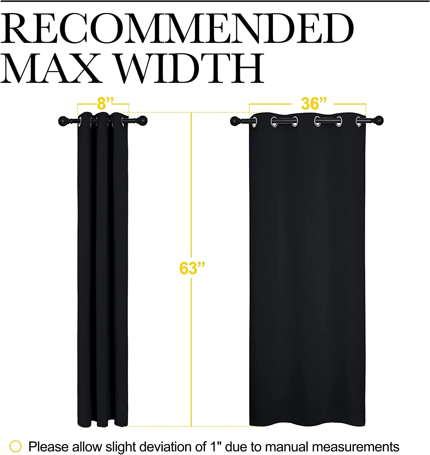 Halloween Pitch Black Solid Thermal Insulated Grommet Blackout Curtains/Drapes for Bedroom Window (2 Panels, 42 Inches Wide by 63 Inches Long, Black)