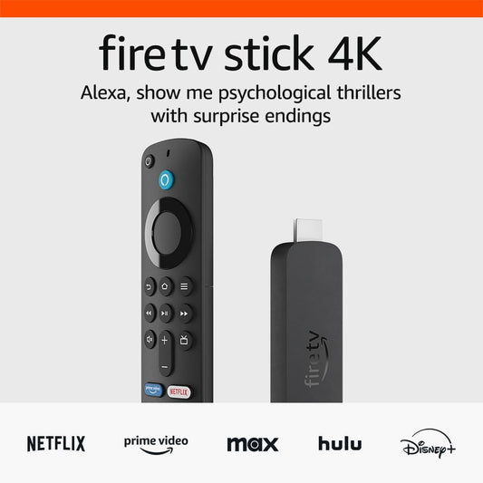 Fire TV Stick 4K (Newest Model) with Ai-Powered Fire TV Search, Wi-Fi 6, Stream over 1.5 Million Movies and Shows, Free & Live TV