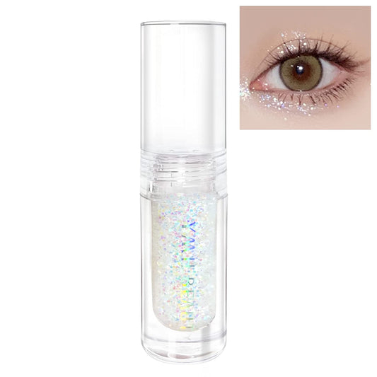 Liquid Glitter Eyeshadow, Pigmented, Long Lasting, Quick Drying, Easy to Apply, Loose Glitter Glue for Eye Crystals Makeup (Transparent Flashing Colorful Sequins 01)