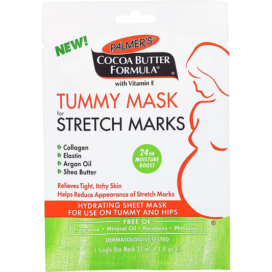 Cocoa Butter Formula Tummy Mask, for Stretch Marks and Pregnancy Skincare (Single Use Mask), Unscented