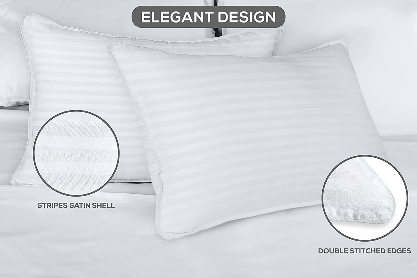  Bed Pillows for Sleeping Standard Size, Set of 2, Cooling Hotel Quality, for Back, Stomach or Side Sleepers