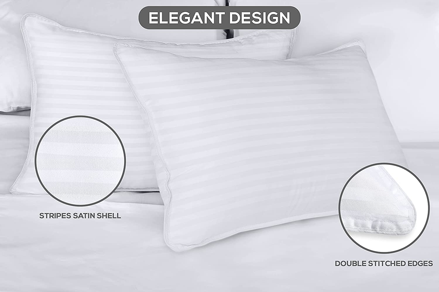  Bed Pillows for Sleeping Standard Size, Set of 2, Cooling Hotel Quality, for Back, Stomach or Side Sleepers