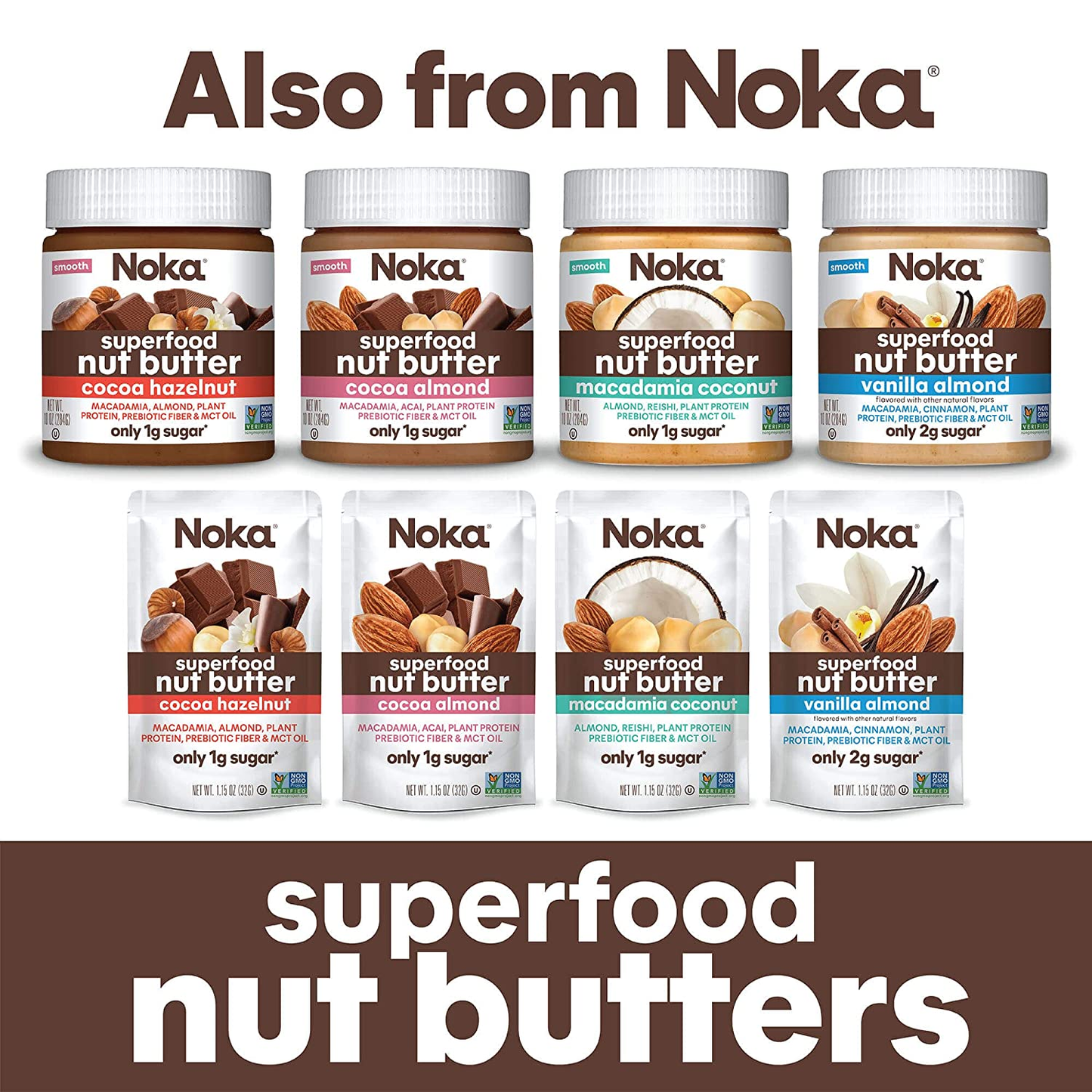 Noka Superfood Smoothie Pouches (Variety) 6 Pack, with Plant Protein, Prebiotic Fiber & Flax Seed, Organic, Gluten Free, Vegan, Healthy Fruit Squeeze Snack Pack, 4.22Oz Ea