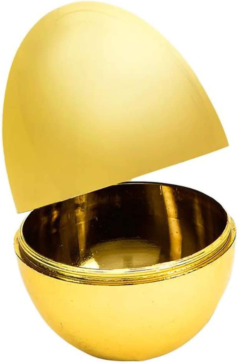 The Dreidel Company Golden Easter Eggs Metallic Gold, Goodie Basket Prize, Eggs Are Hinged, 2.38" Inch (12-Pack)