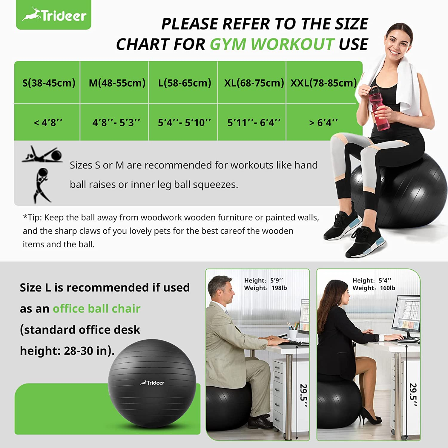 Yoga Ball Exercise Ball, 5 Sizes Ball Chair, Heavy Duty Swiss Ball for Balance, Stability, Pregnancy and Physical Therapy, Quick Pump Included