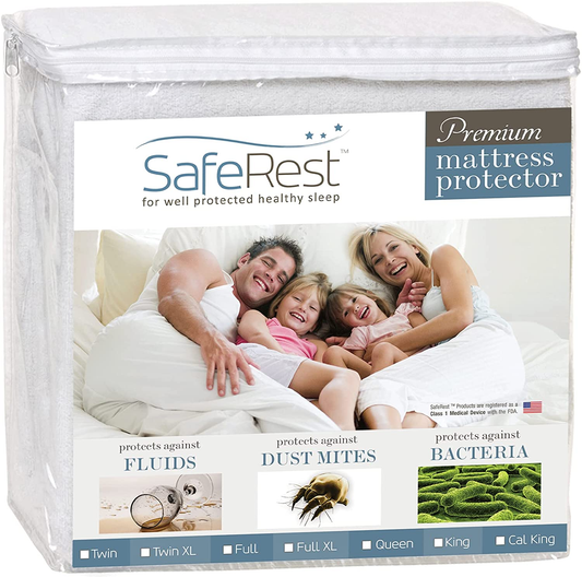 Saferest Mattress Protector – Twin, Premium, Cotton, Waterproof Mattress Cover Protectors – White