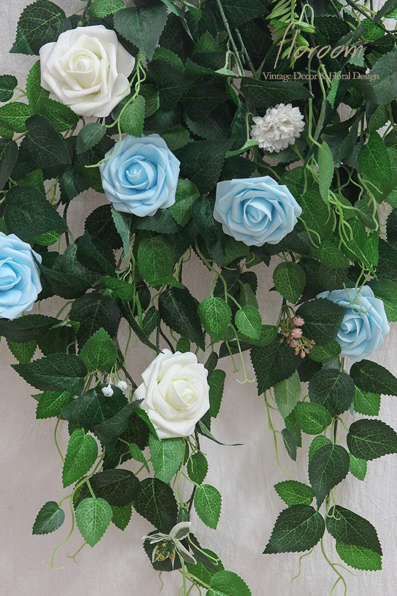 Artificial Flowers 25Pcs Real Looking Aqua Blue Foam Fake Roses with Stems for DIY Wedding Bouquets Baby Shower Centerpieces Floral Arrangements Party Tables Home Decorations