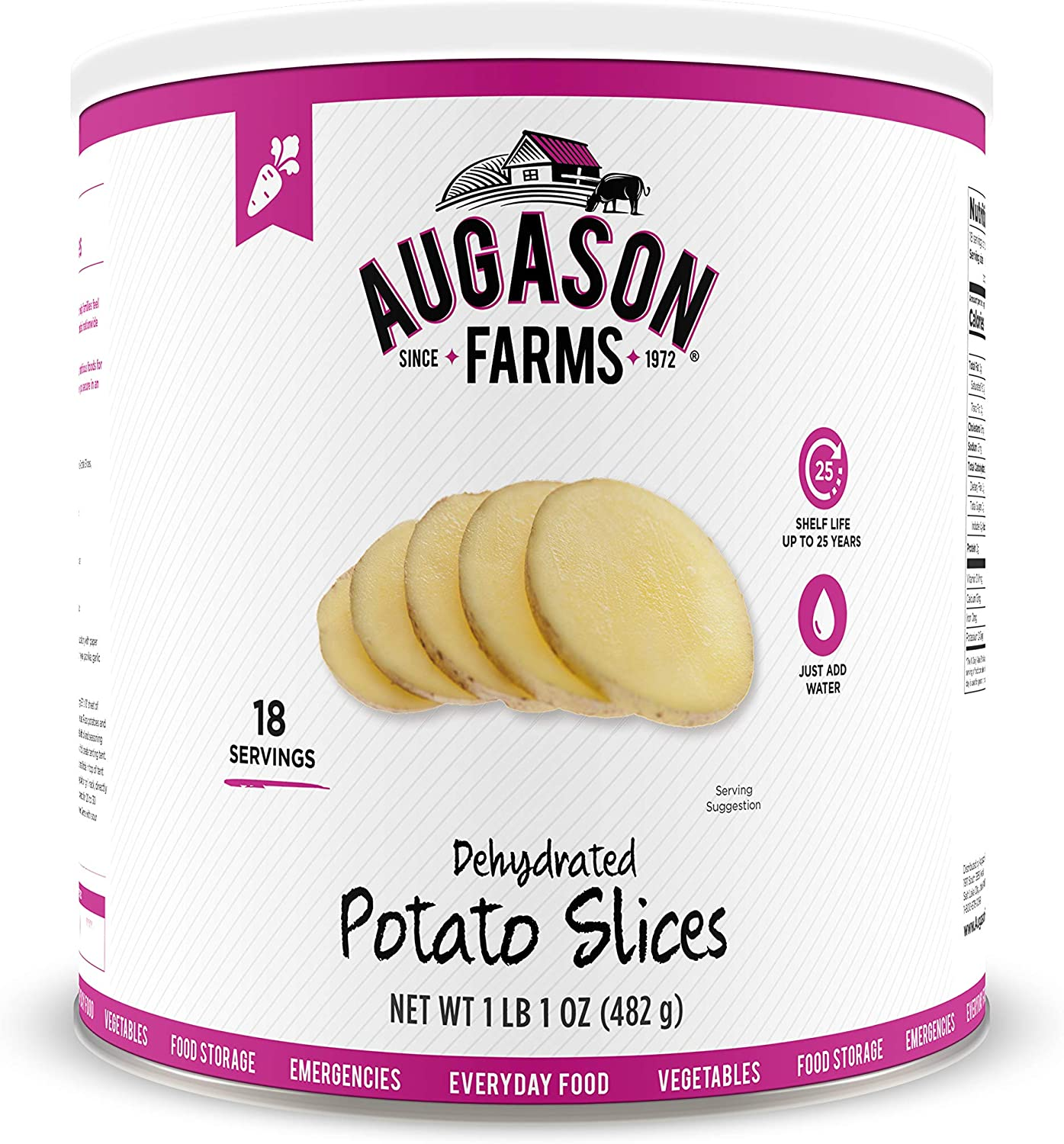 Augason Farms Dehydrated Potato Slices 1 Lb 1 Oz No. 10 Can
