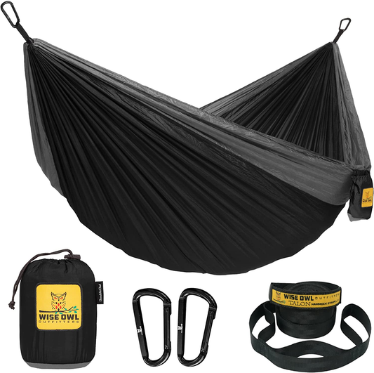 Camping Hammock - Portable Hammock Single or Double Hammock Camping Accessories for Outdoor, Indoor W/ Tree Straps