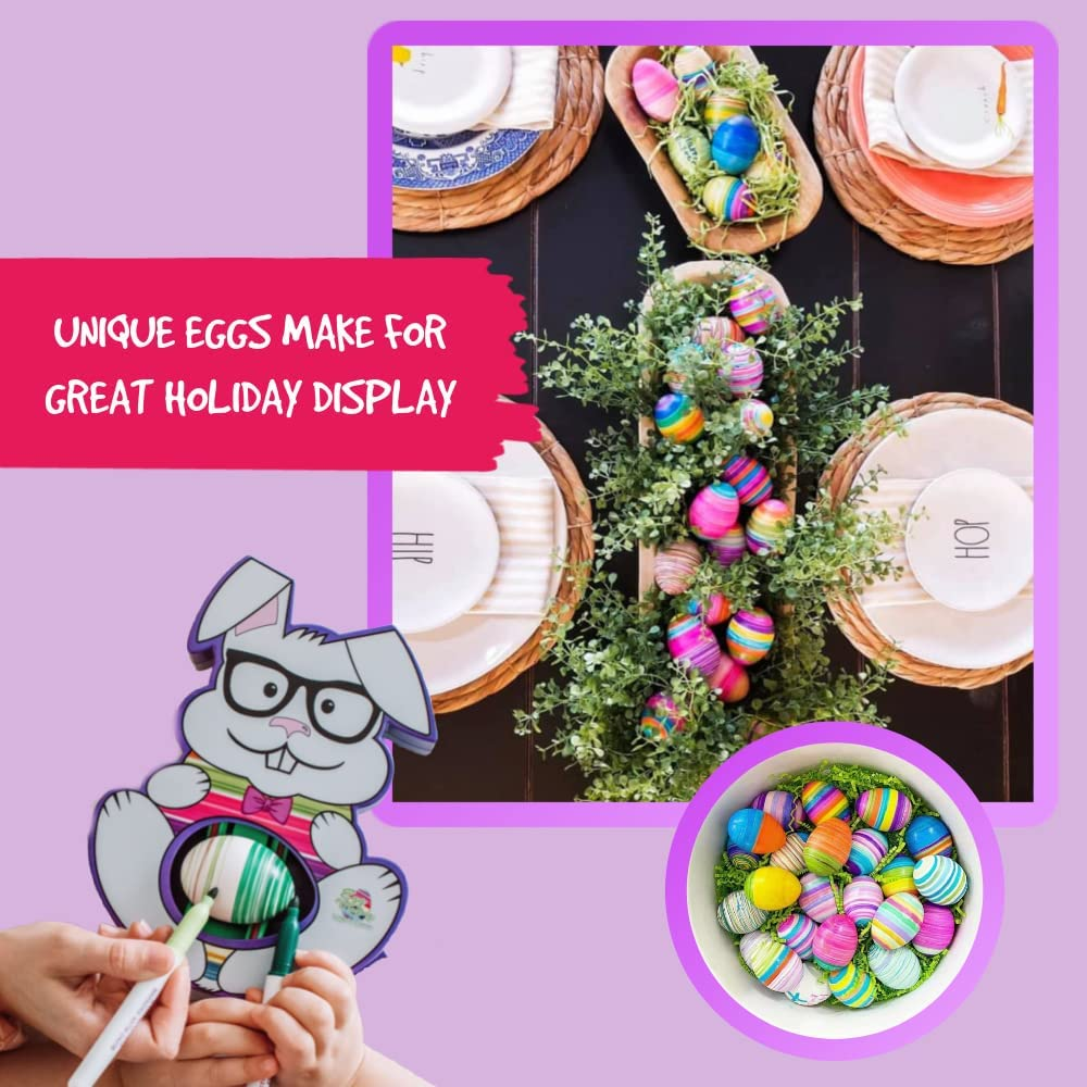 The Eggmazing Egg Decorator Kit - Includes Bunny Egg Decorating Spinner Arts and Crafts Set with 8 Colorful Quick Drying Markers