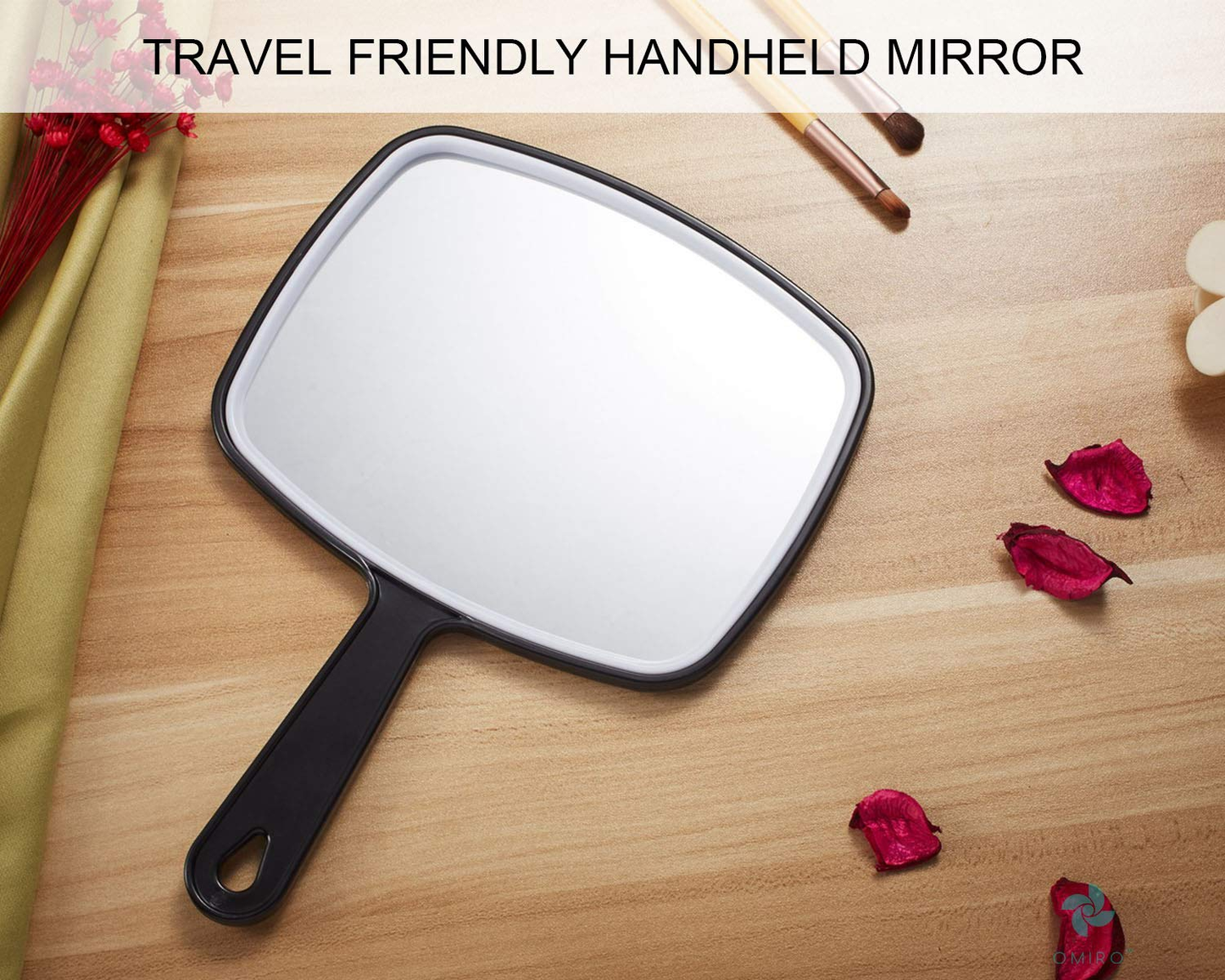 Hand Mirror, Black Handheld Mirror with Handle, 6.3" W X 9.6" L
