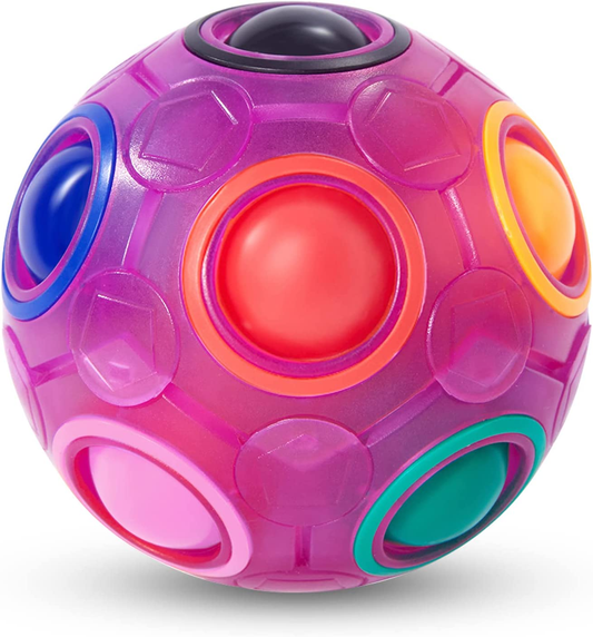 Vdealen Fidget Ball Rainbow Puzzle Ball, Fun 3D Puzzle Stress Reliever Magic Ball Fidget Toy Game for Children Teens & Adults