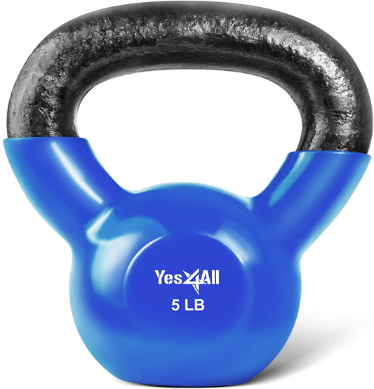 Yes4All Vinyl Coated Kettlebell Weights, Weight Available: 5, 10, 15, 20, 25, 30, 35, 40, 45, 50 Lb - Strength Training Kettlebells for Weightlifting, Conditioning, Strength & Core Training