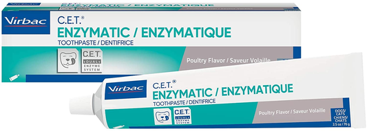 Virbac CET Enzymatic Toothpaste| Eliminates Bad Breath by Removing Plaque & Tartar Buildup | Best Pet Dental Care Toothpaste | Poultry Flavor, 2.5 Oz Tube