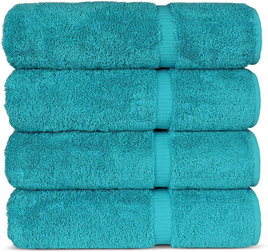 Luxury Hotel & Spa 100% Cotton Premium Turkish Bath Towels, 27" X 54'' (Set of 4, Aqua)