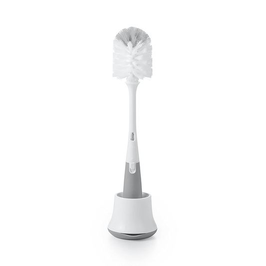 Tot Bottle Brush with Nipple Cleaner and Stand, Gray
