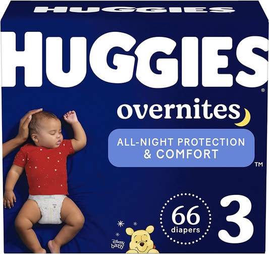 Overnight Diapers Size 3 (16-28 Lbs), 66 Ct,  Overnites Nighttime Baby Diapers