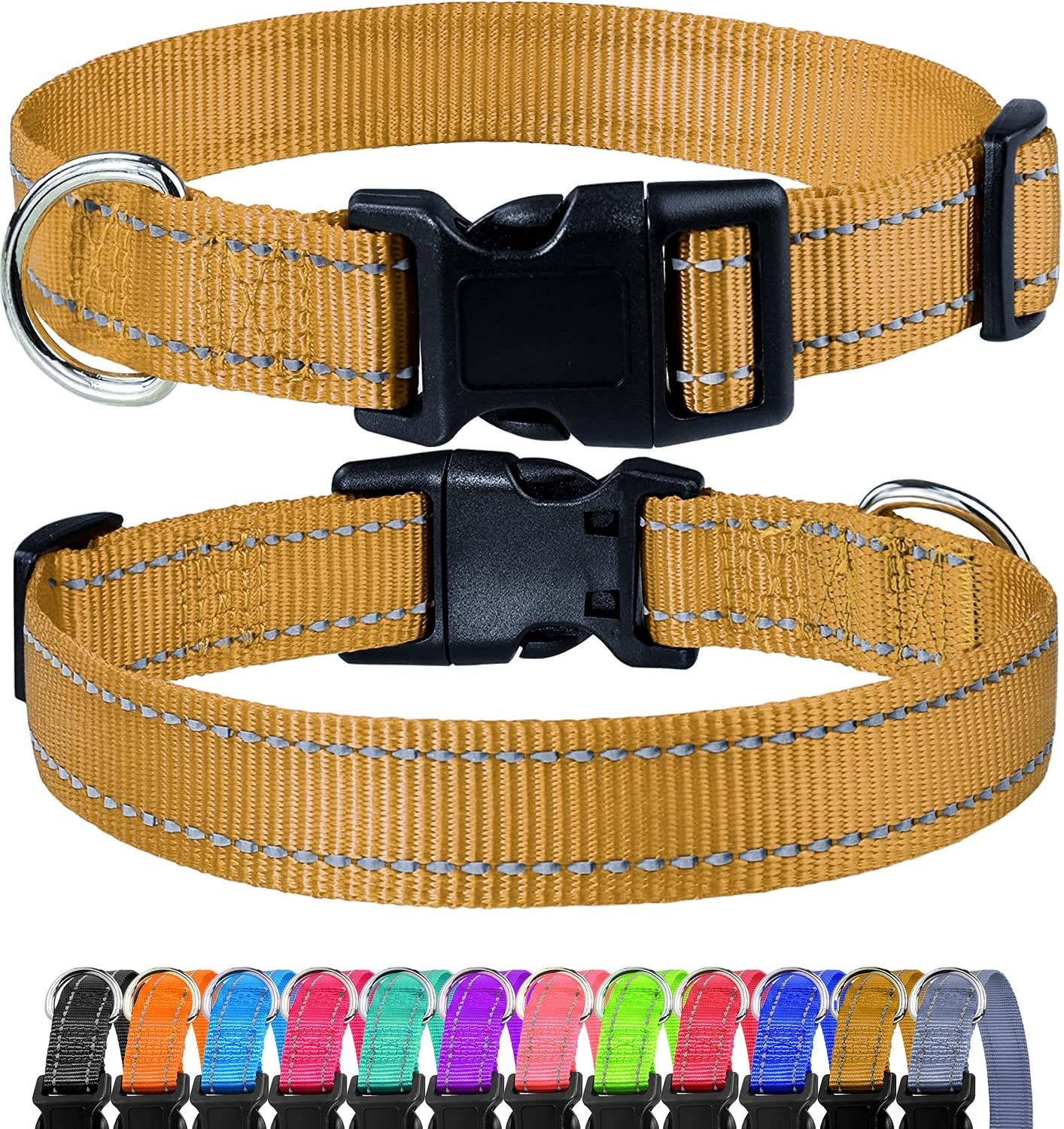 Funtags Reflective Dog Collar, Sturdy Nylon Collars for Small Girl and Boy Dogs, Adjustable Dog Collar with Quick Release Buckle, Purple