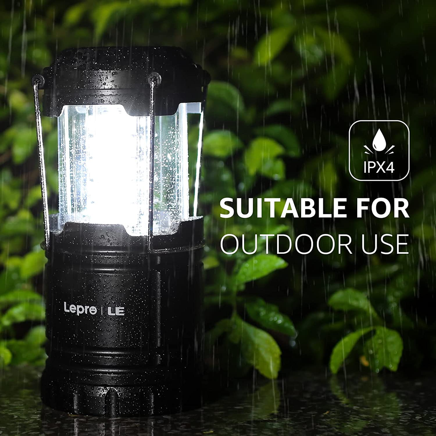 LED Camping Lantern Battery Powered, Super Bright, Collapsible, IPX4 Water Resistant, Outdoor Portable Lights for Emergency, Hurricane, Storms, Outages, 4 Packs