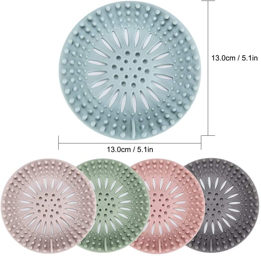 Hair Catcher Durable Silicone Hair Stopper Shower Drain Covers Easy to Install and Clean Suit for Bathroom Bathtub and Kitchen 5 Pack