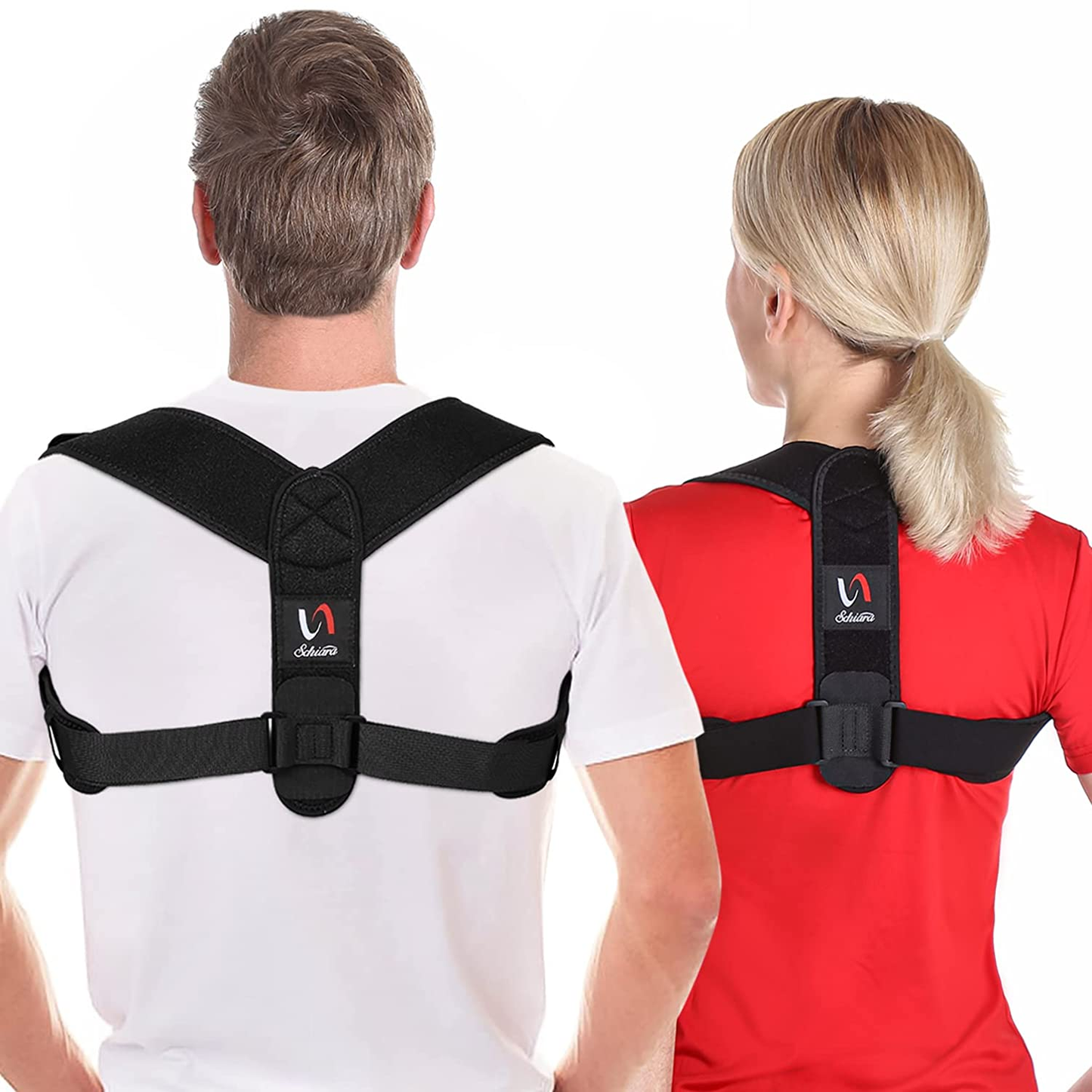 Schiara Posture Corrector for Men and Women - Comfortable Upper Back Brace, Adjustable Back Straightener Support for Neck, Back & Shoulder