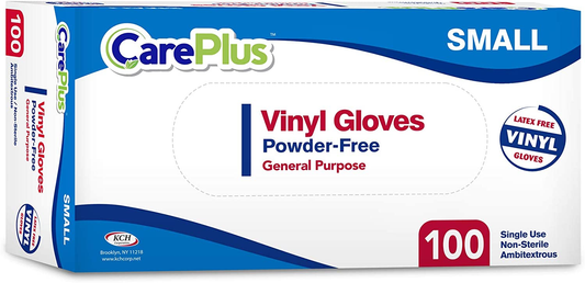 Disposable Vinyl Gloves Small, Non Latex Powder Free 100 Count Clear