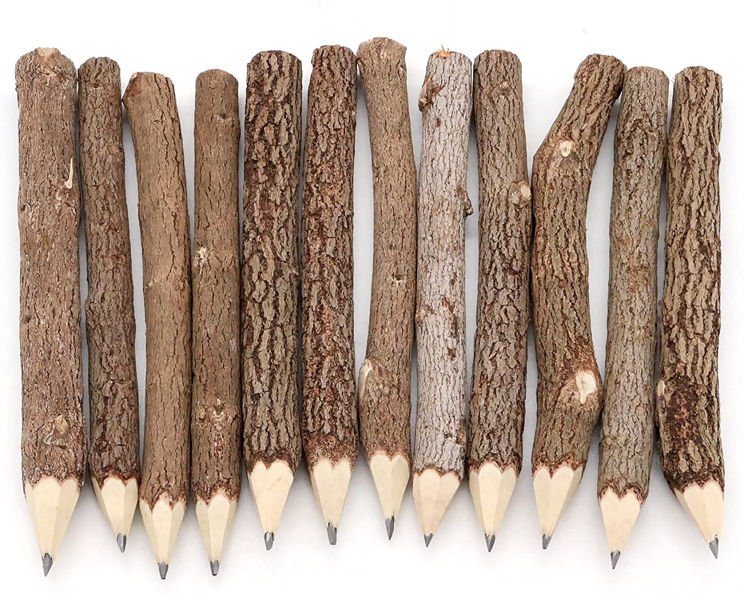  Pencil Wood Favors of Graphite Wooden Tree Rustic Twig Pencils Unique Birch of 12 Camping Lumberjack Decorations Party Supplies Novelty Gifts as a Natural Pencil Gifts for Kids in Classroom