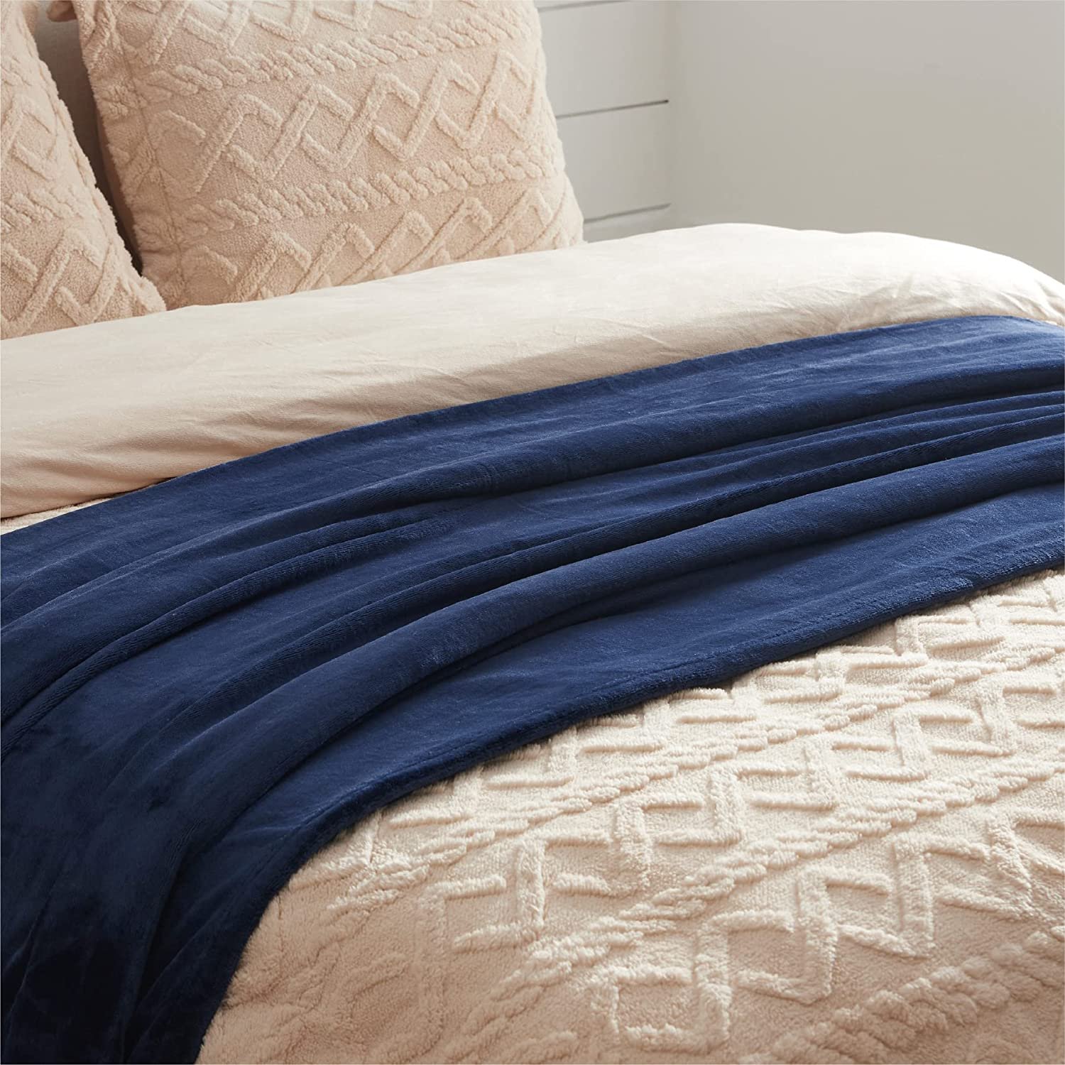  Fleece Blanket Throw Blanket - Dark Blue Lightweight Blanket for Sofa, Couch, Bed, Camping, Travel - Super Soft Cozy Microfiber Blanket