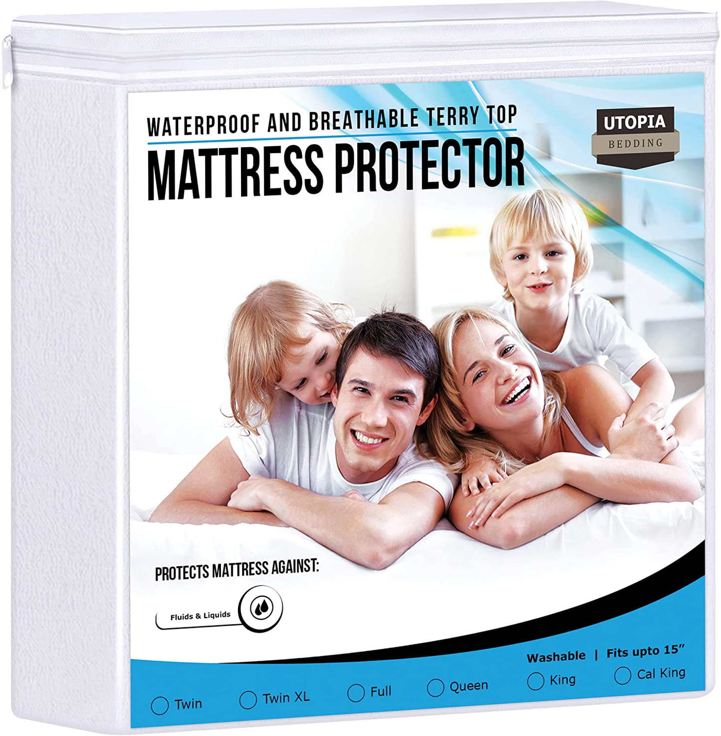  Premium Waterproof Terry Mattress Protector Twin 200 GSM, Mattress Cover, Breathable, Fitted Style with Stretchable Pockets